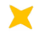 Yellow five-point star with rounded edges on transparent background.